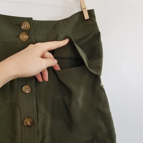 A New Day Button Front Utility Skirt Green 2 NWT - Picture 4 of 7